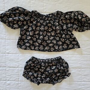 Floral Black Baby Outfit